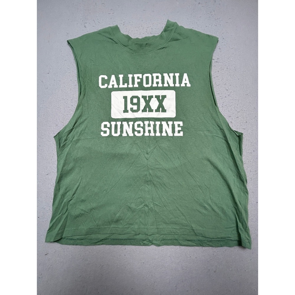 PacSun Muscle Tee Cotton Green California 19XX Sunshine Large Mens